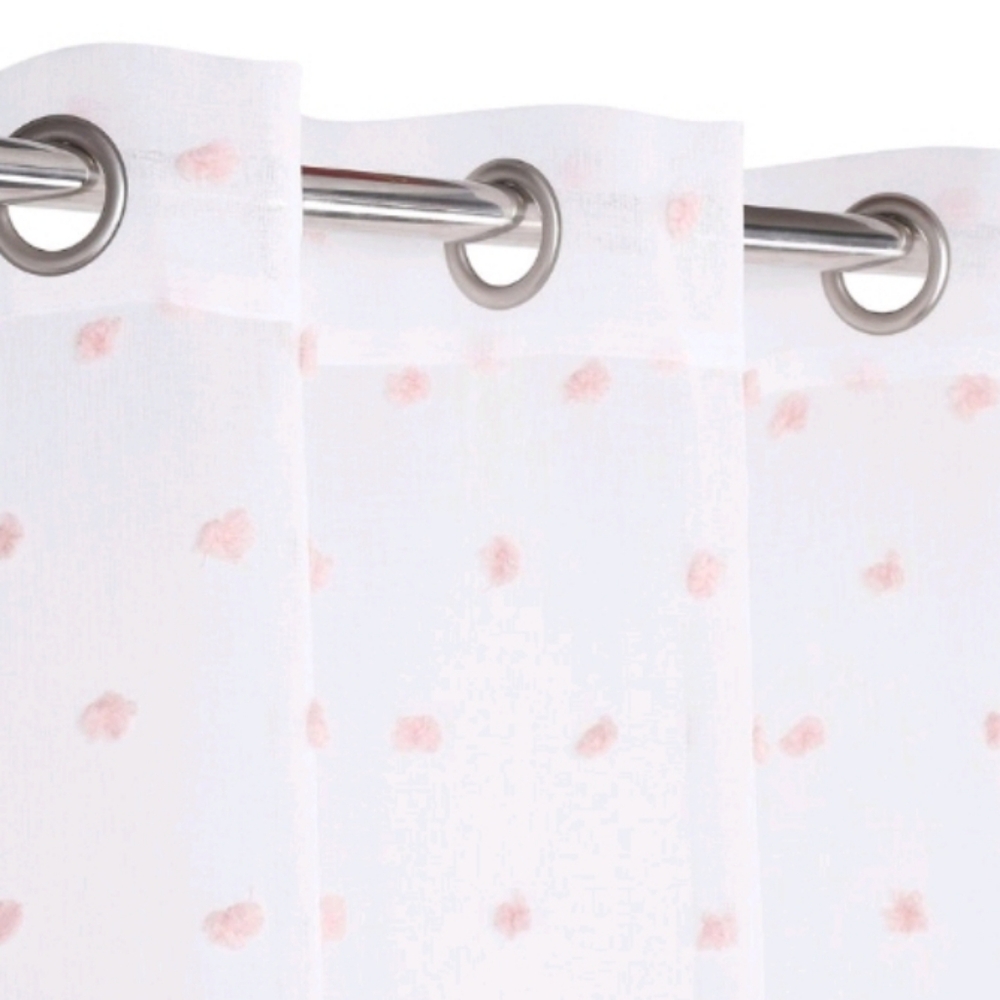 New with tags! Pom Pom Voile Sheer White and Pink Polka Dot Curtain Panels